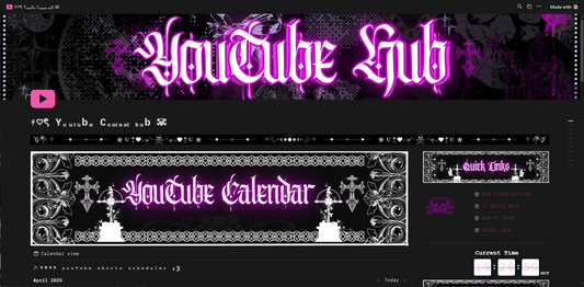 ۶♡ৎ YouTube Hub Planner Notion Template ‹𝟹