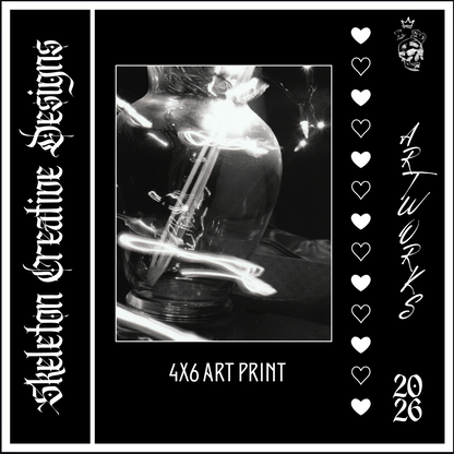 Black and white art print of a 35mm dark room photograph titled Flower Lights