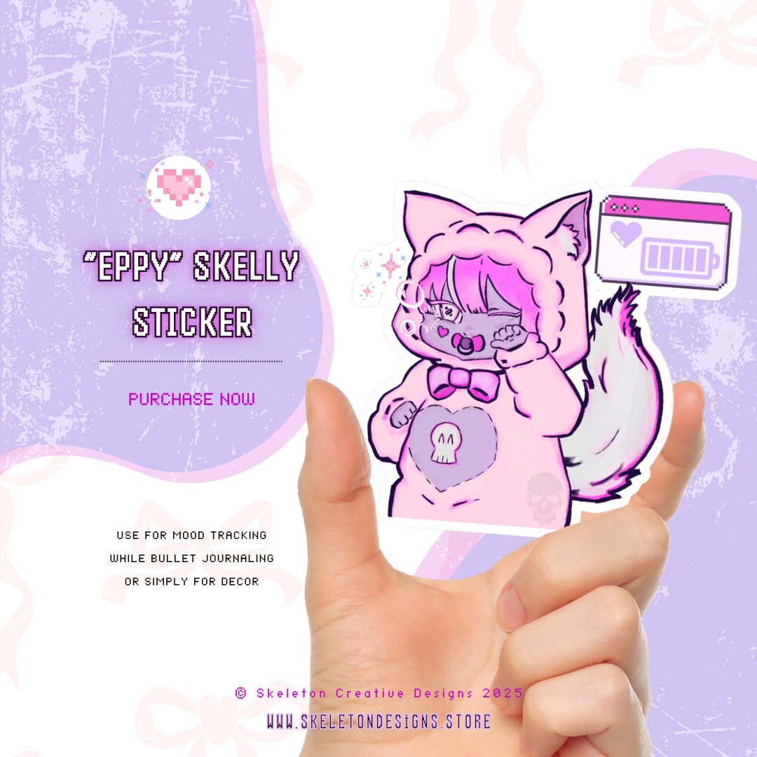 Daily Mood Tracker Journal Sticker: Cute Sleepy Chibi Cat Skunk Sticker for Cozy Mood Tracking Journaling Vibes